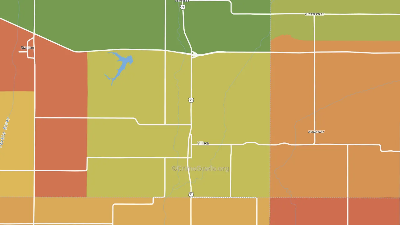 Villisca, IA Map of Burglary Rates