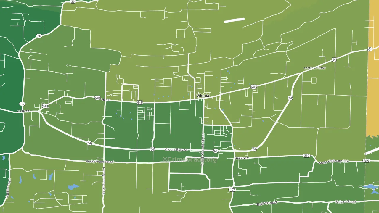 Vilonia, AR Map of Burglary Rates