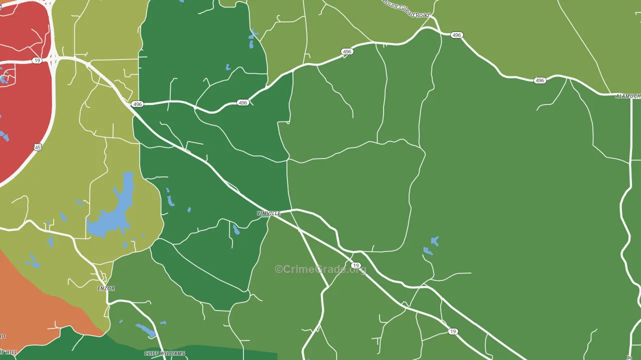 Vimville, MS Map of Burglary Rates
