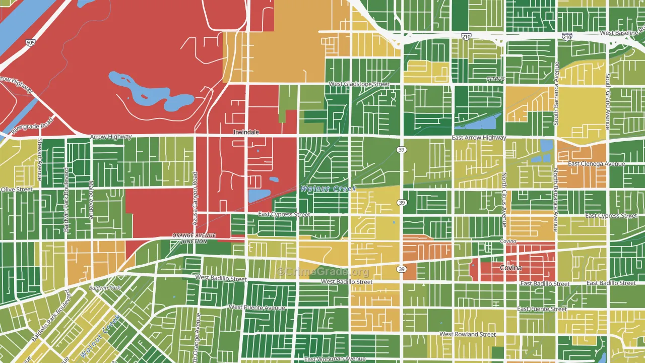 Vincent, CA Map of Burglary Rates