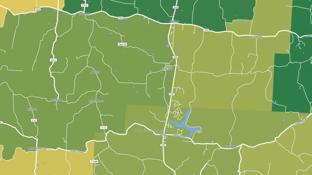 Vincent, OH Map of Burglary Rates