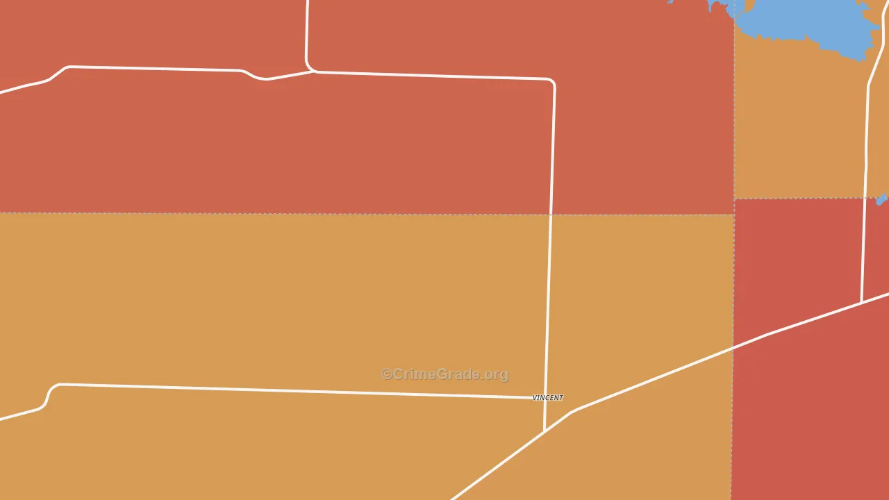 Vincent, TX Map of Burglary Rates