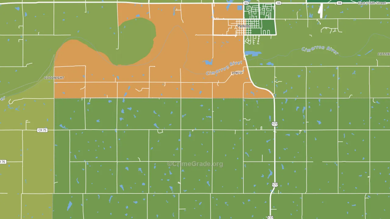 Vinco, OK Map of Burglary Rates