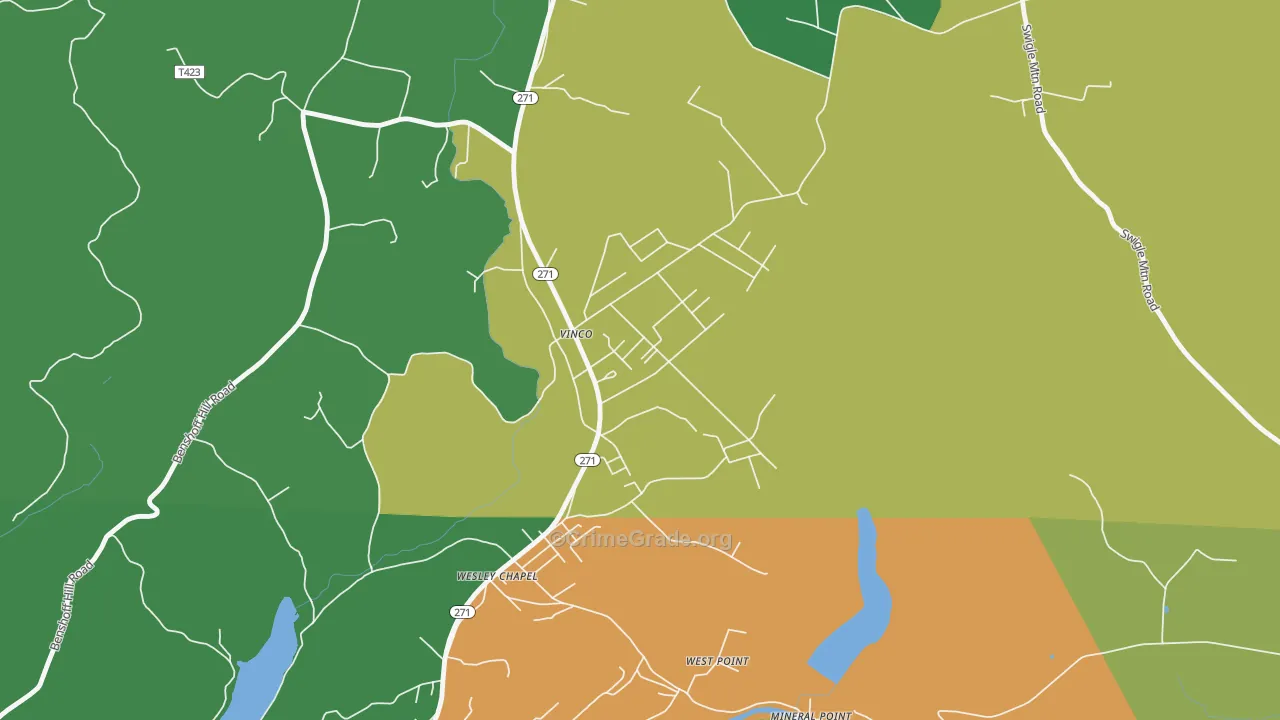 Vinco, PA Map of Burglary Rates