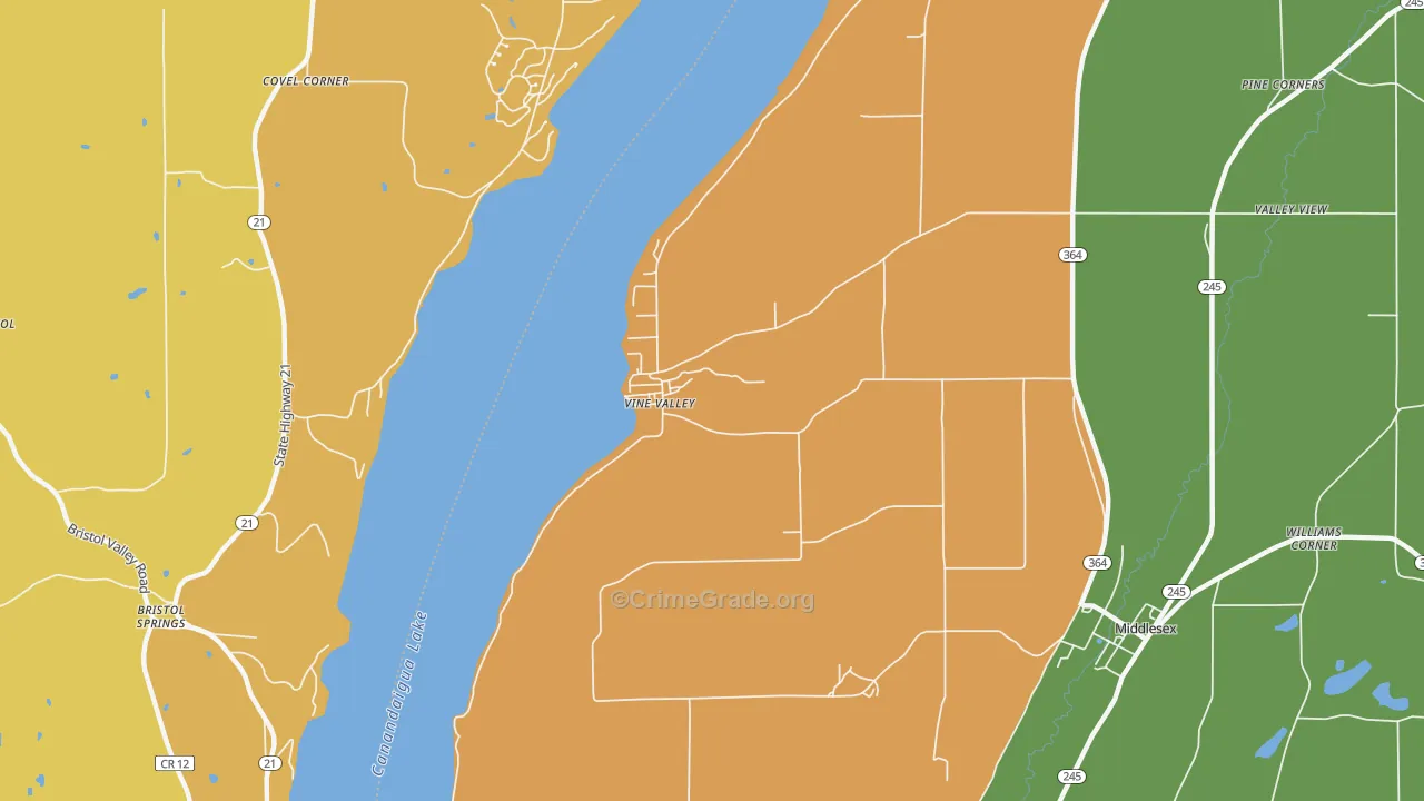 Vine Valley, NY Map of Burglary Rates