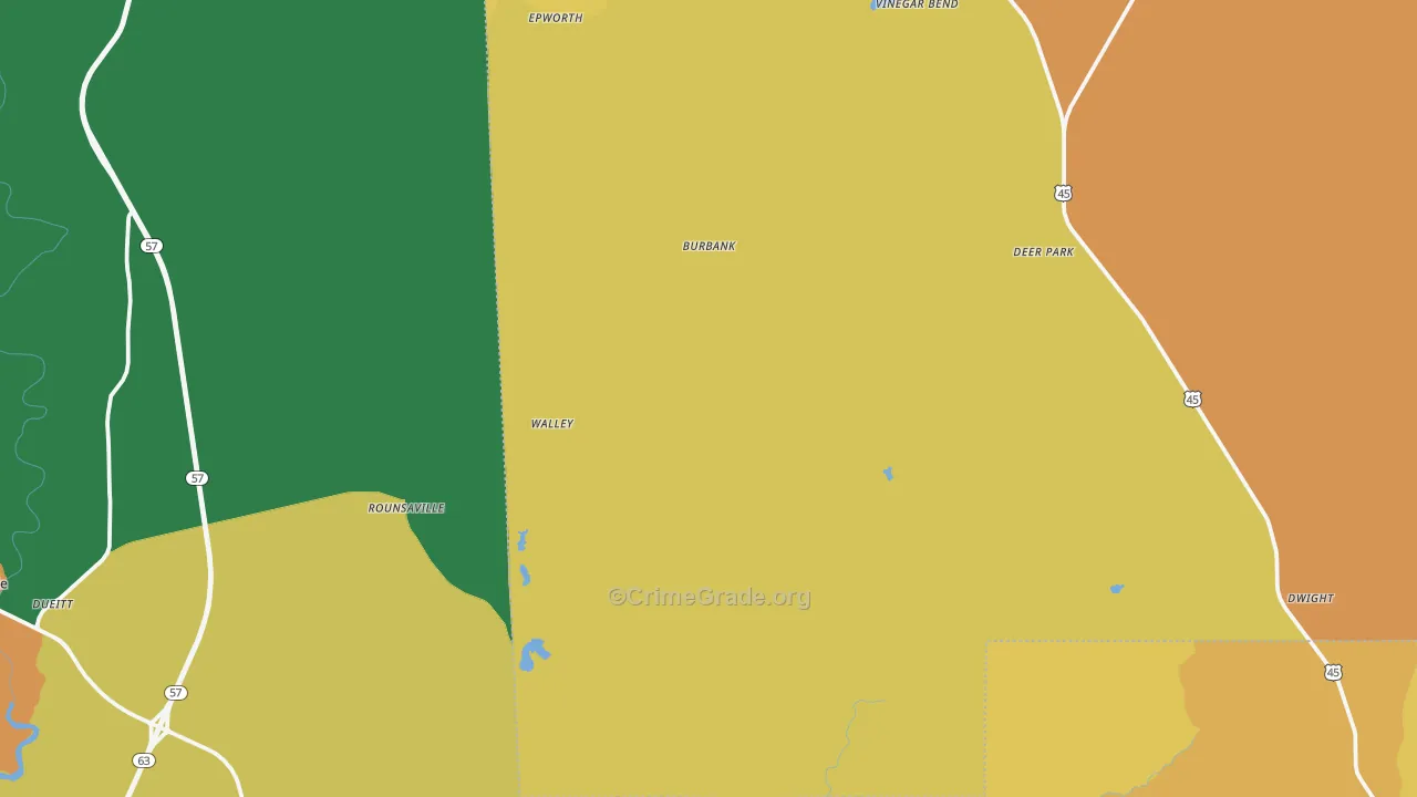 Vinegar Bend, AL Map of Burglary Rates