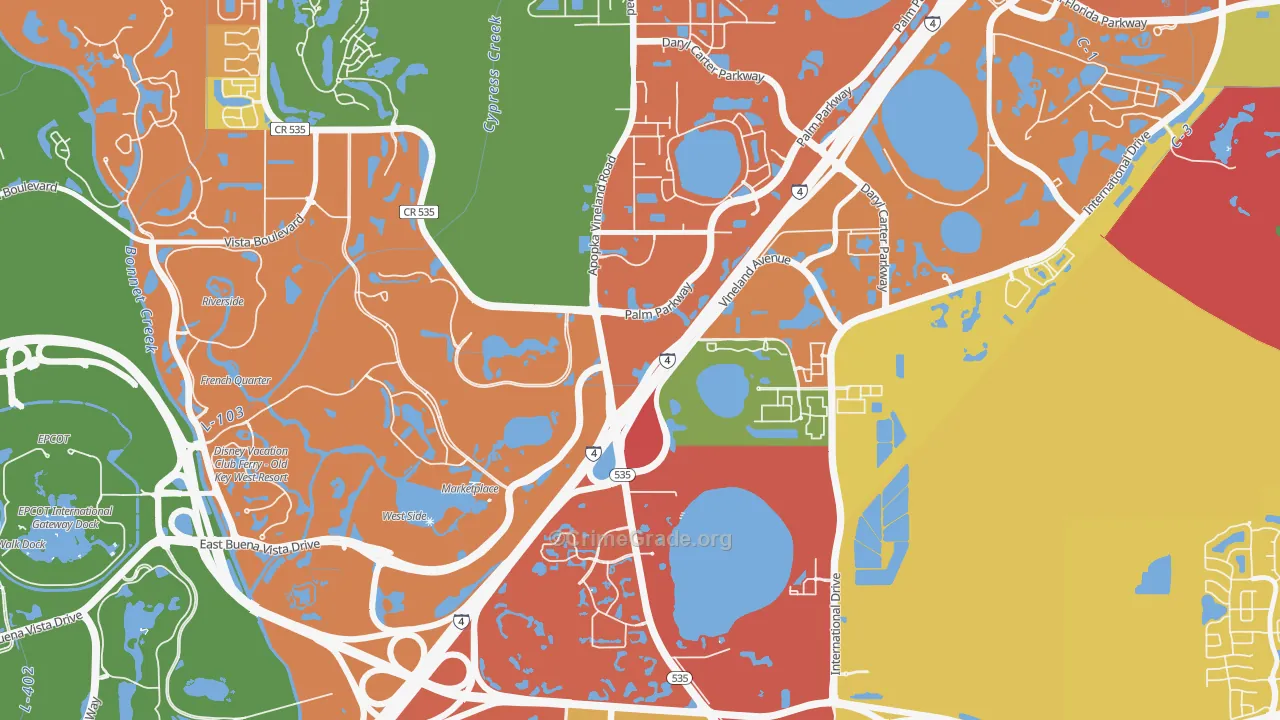 Vineland, FL Map of Burglary Rates