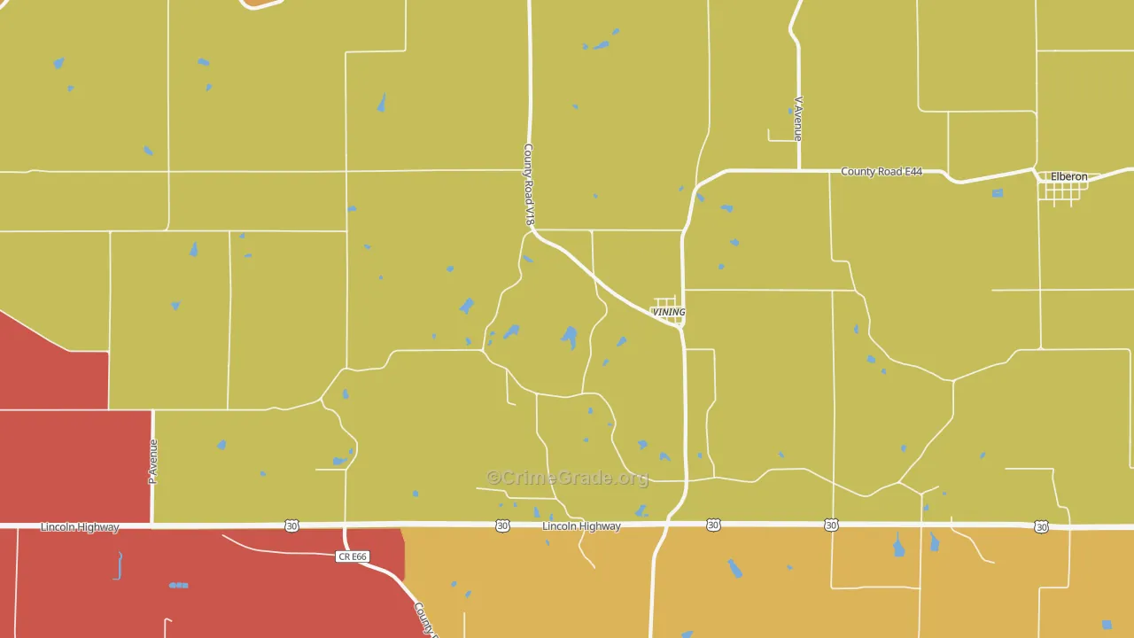 Vining, IA Map of Burglary Rates
