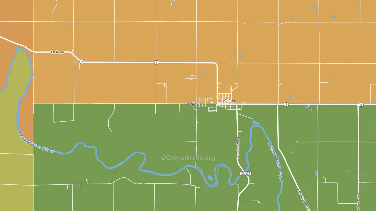 Vining, KS Map of Burglary Rates