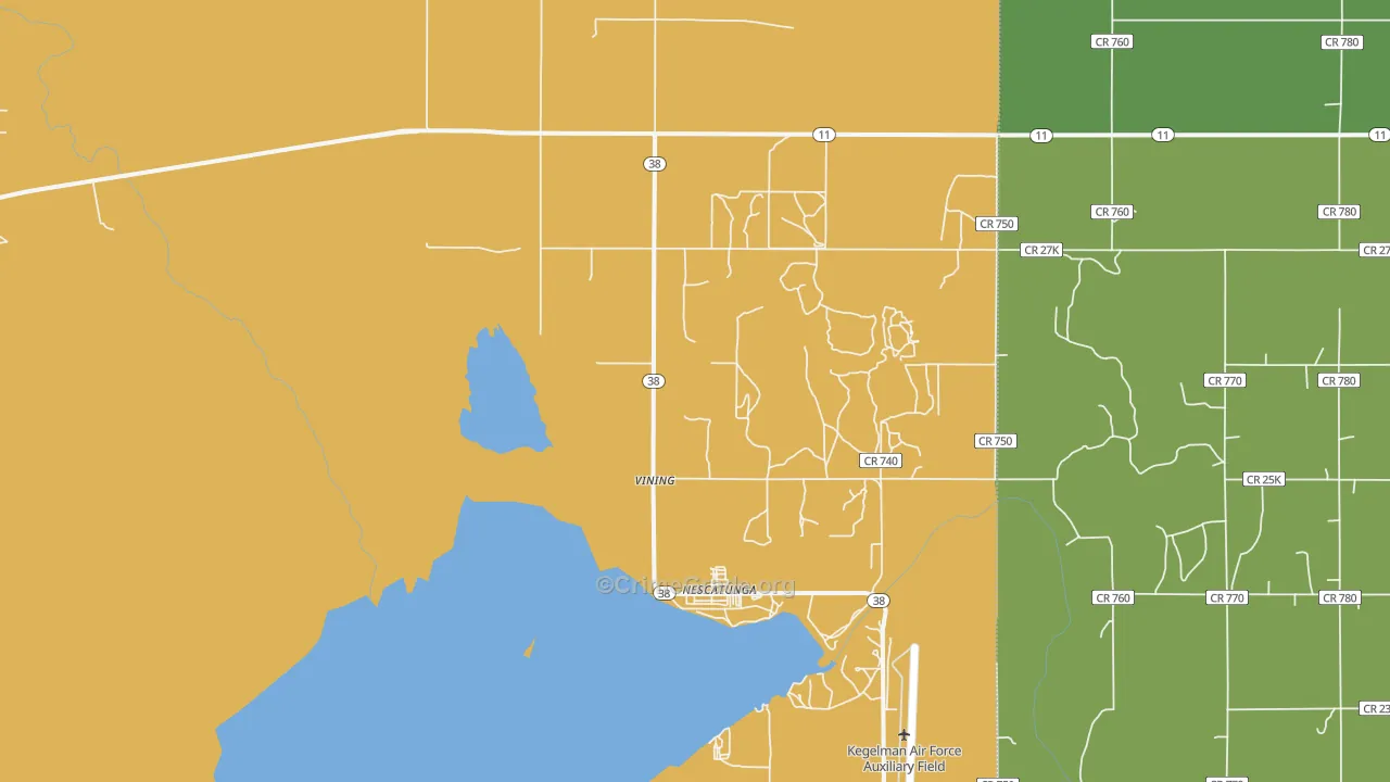 Vining, OK Map of Burglary Rates