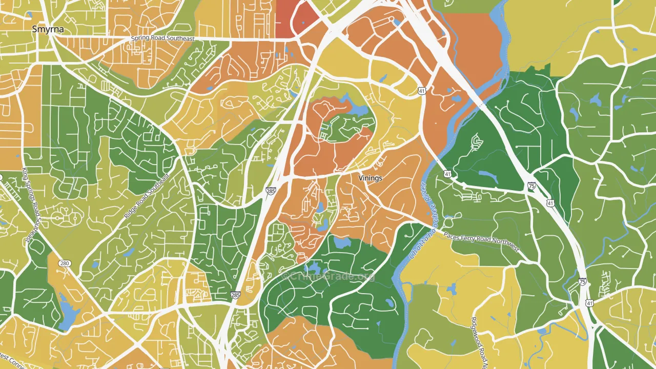 Vinings, GA Map of Burglary Rates