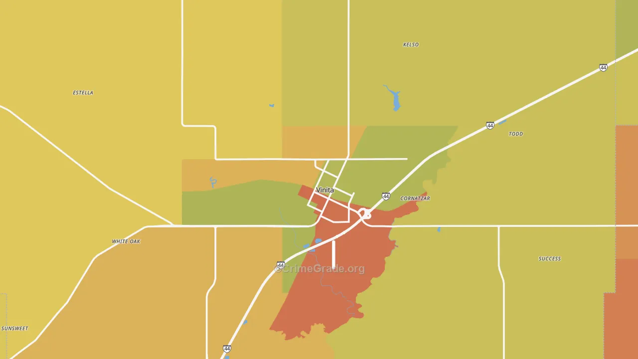 Vinita, OK Map of Burglary Rates
