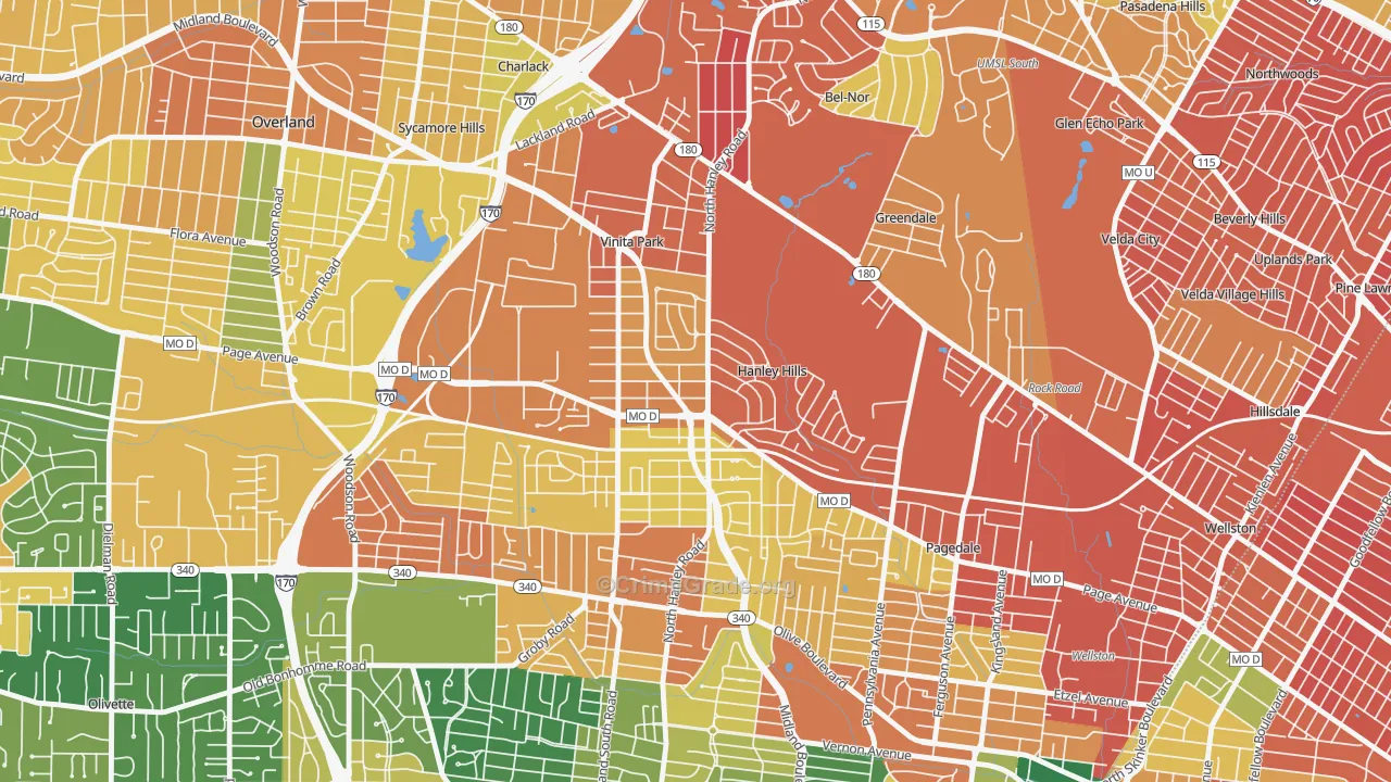 Vinita Terrace, MO Map of Burglary Rates