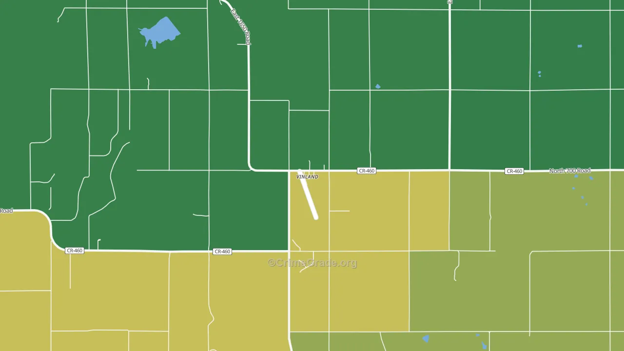Vinland, KS Map of Burglary Rates