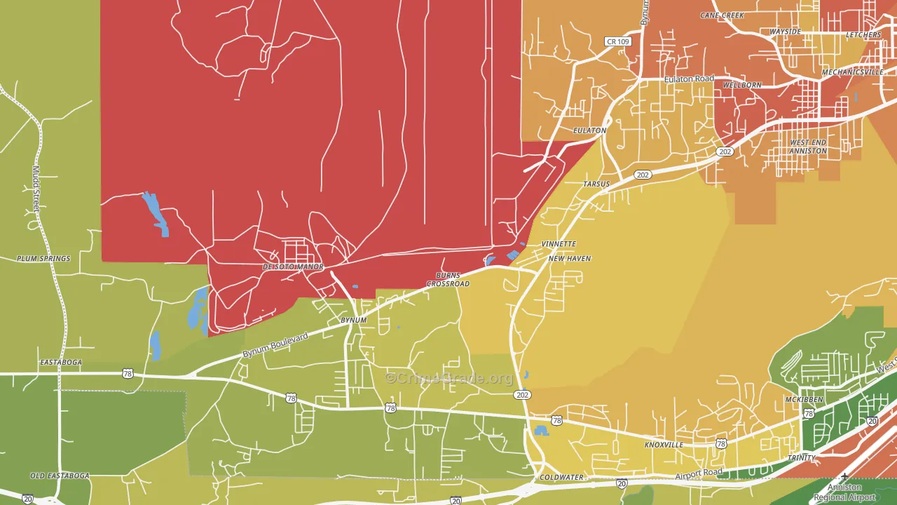 Vinnette, AL Map of Burglary Rates