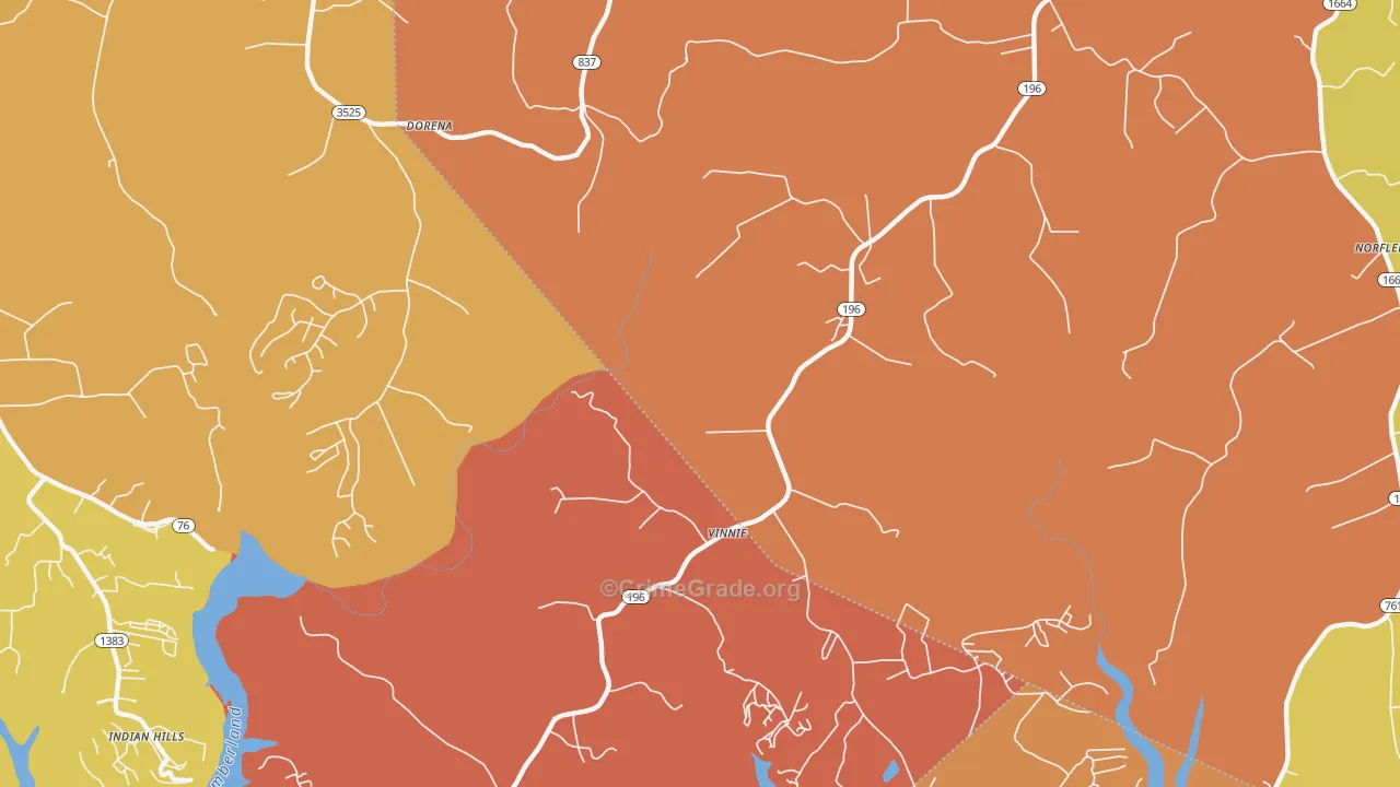 Vinnie, KY Map of Burglary Rates