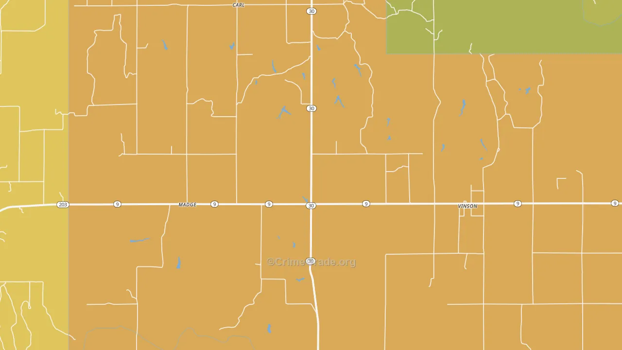 Vinson, OK Map of Burglary Rates