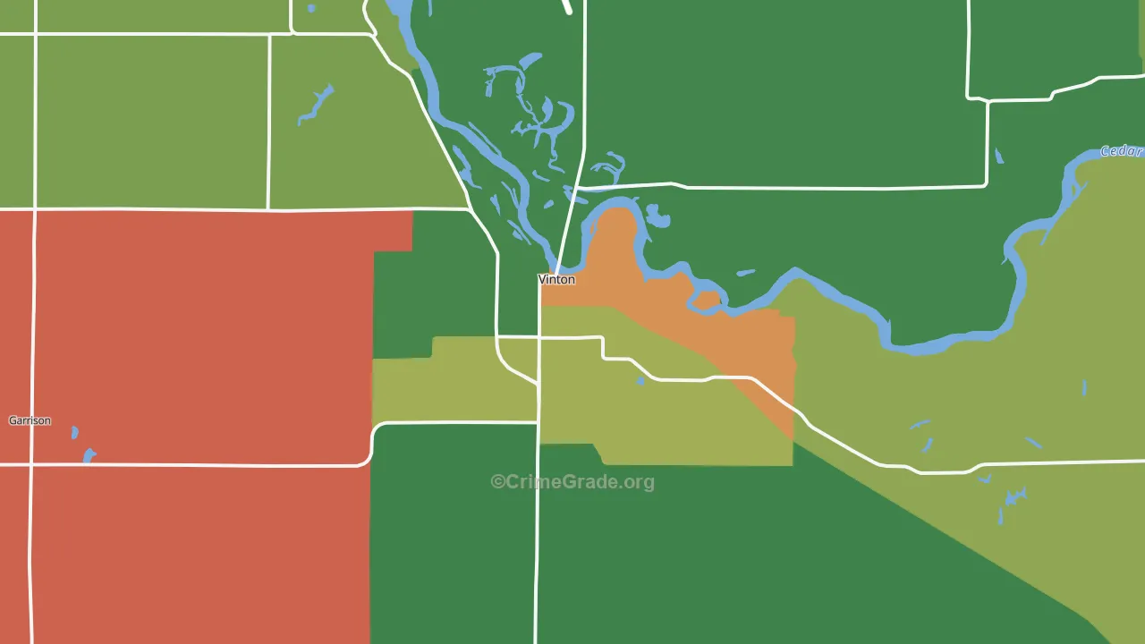 Vinton, IA Map of Burglary Rates