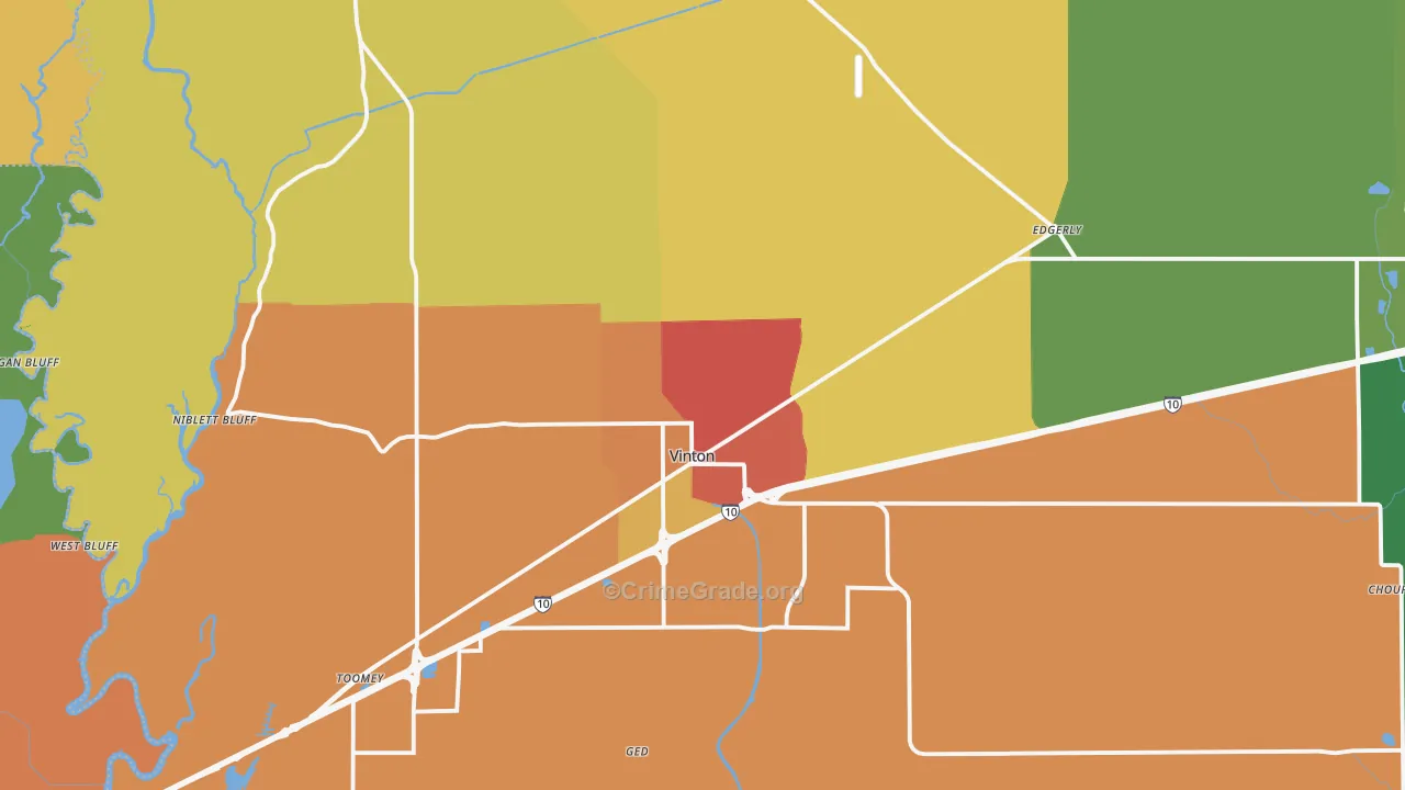 Vinton, LA Map of Burglary Rates