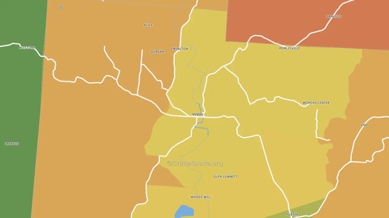 Vinton, OH Map of Burglary Rates