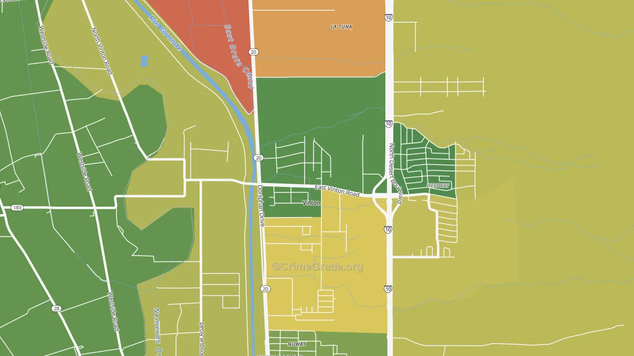 Vinton, TX Map of Burglary Rates