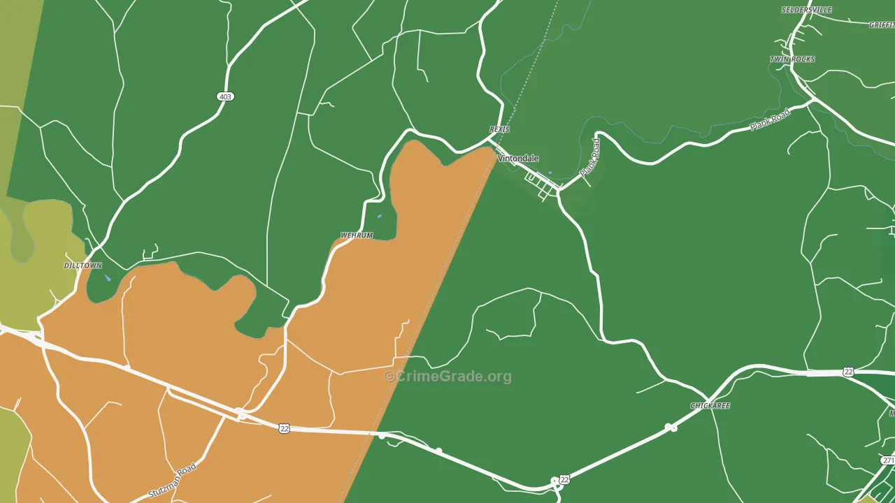 Vintondale, PA Map of Burglary Rates