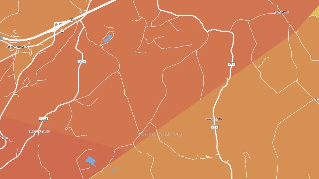 Vintonton, NY Map of Burglary Rates