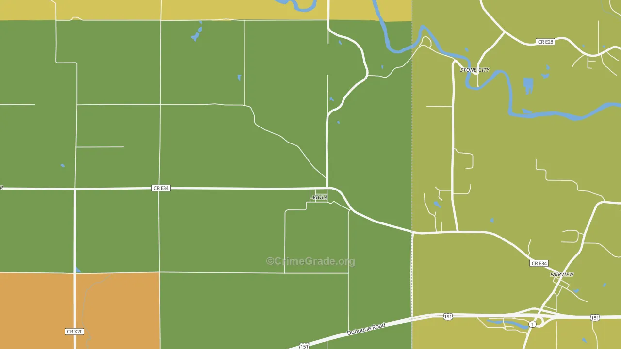 Viola, IA Map of Burglary Rates