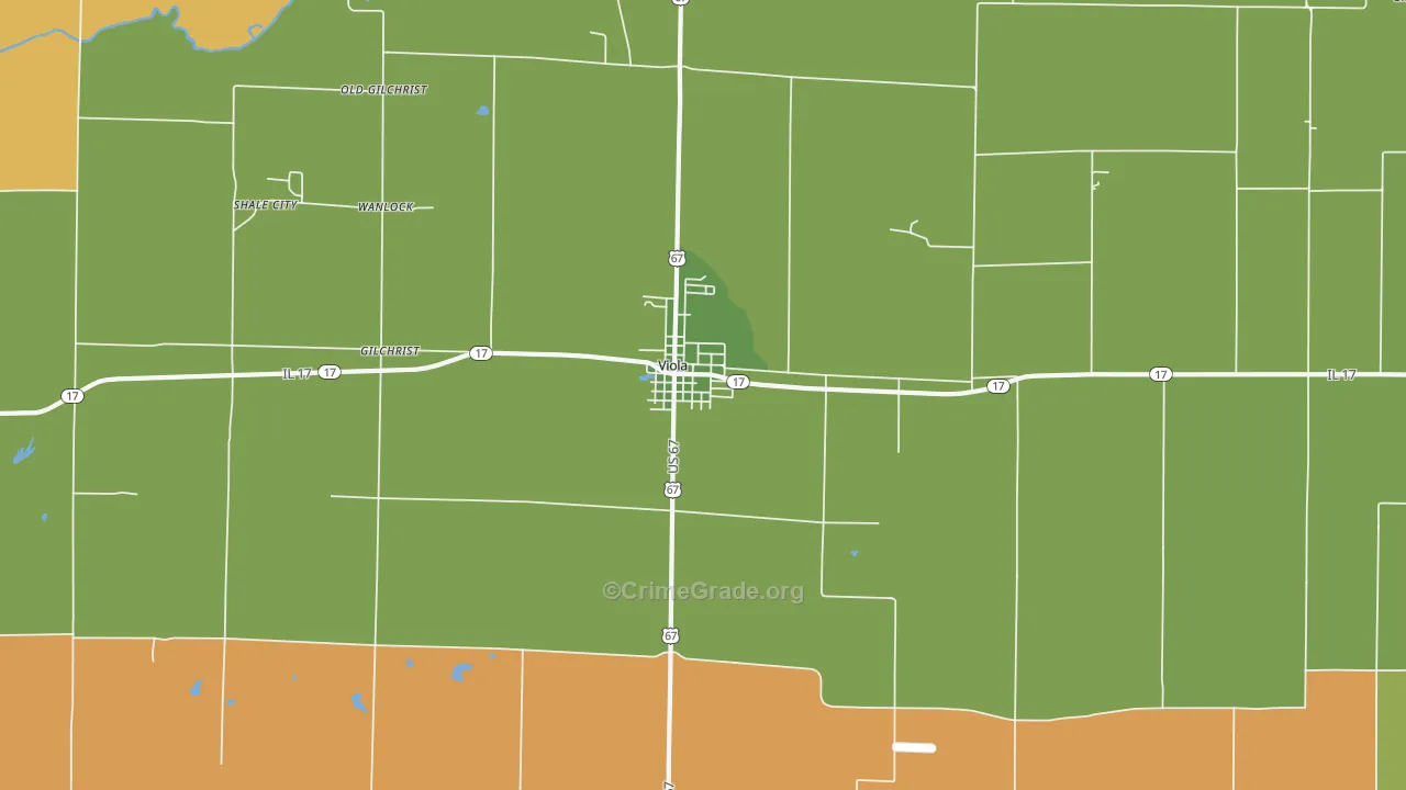 Viola, IL Map of Burglary Rates