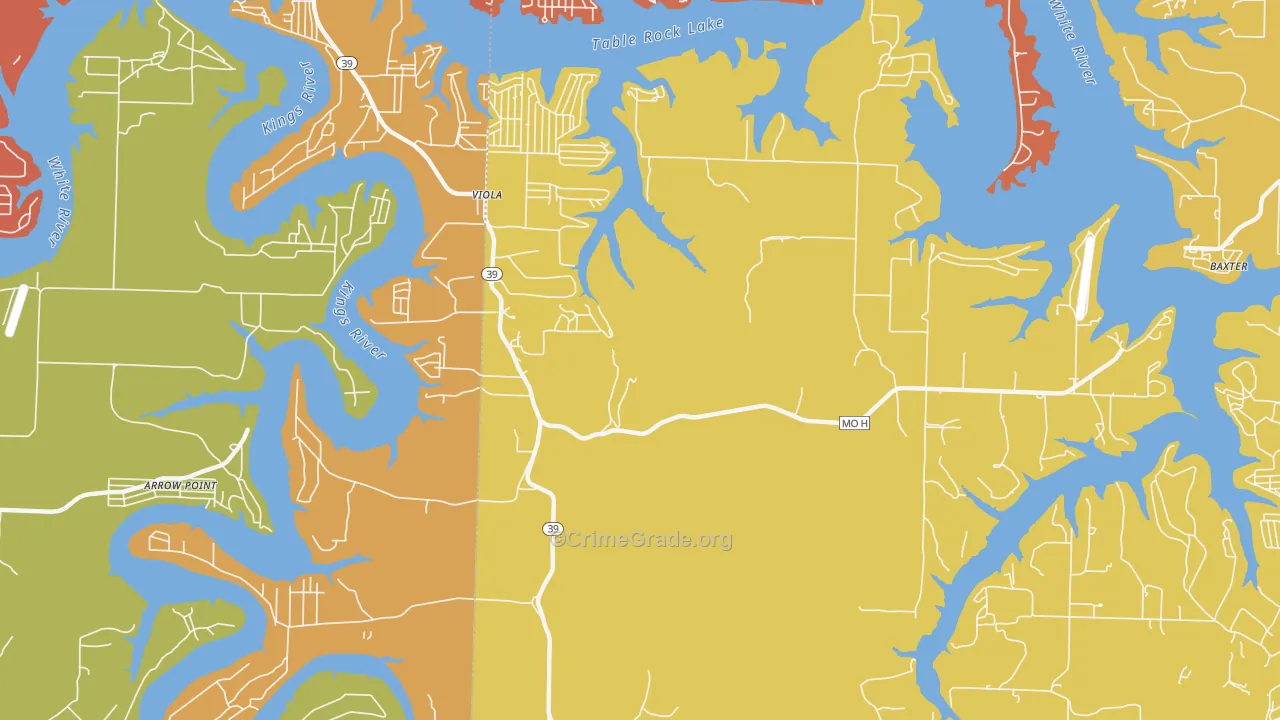 Viola, MO Map of Burglary Rates