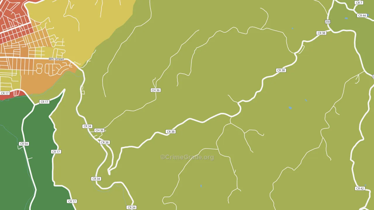 Viola, WV Map of Burglary Rates