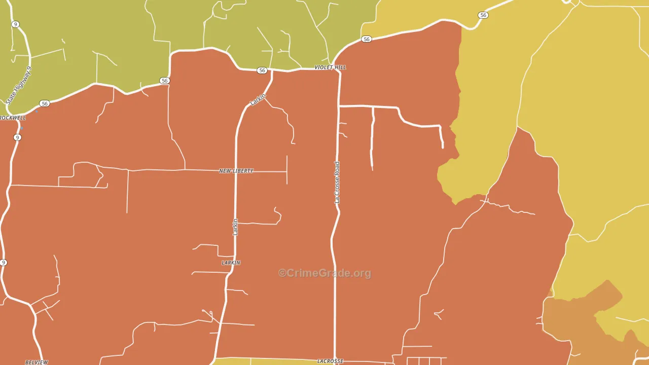 Violet Hill, AR Map of Burglary Rates