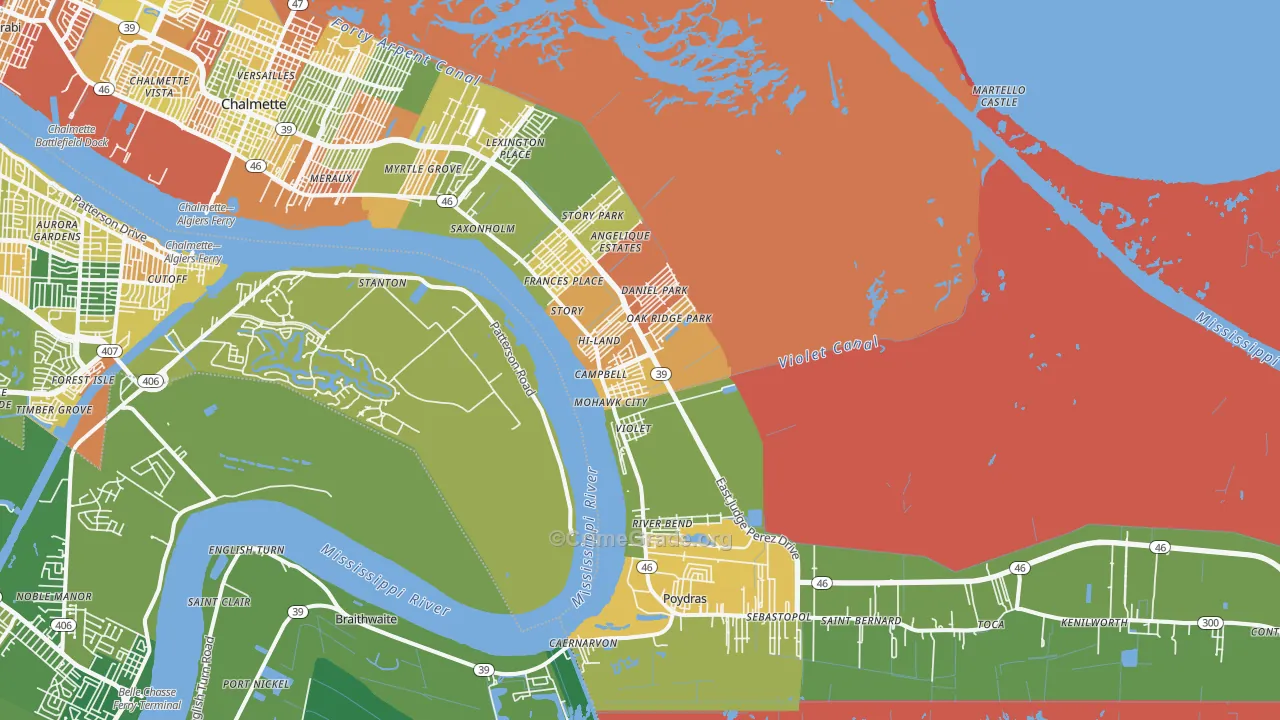 Violet, LA Map of Burglary Rates