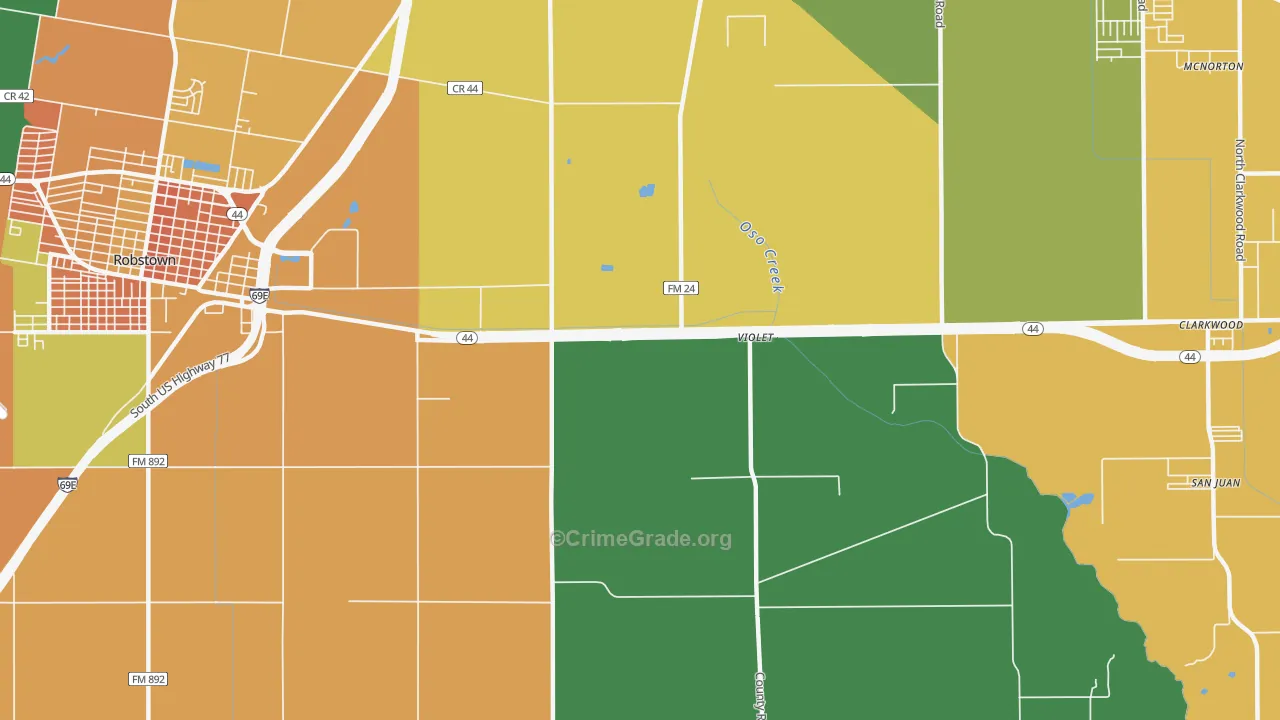 Violet, TX Map of Burglary Rates
