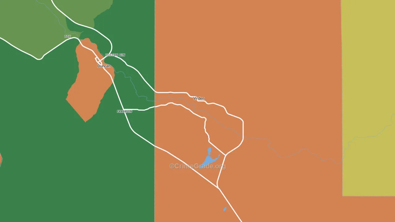 Virden, NM Map of Burglary Rates