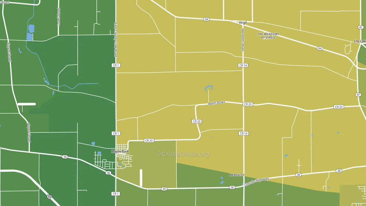 Virgil, IL Map of Burglary Rates