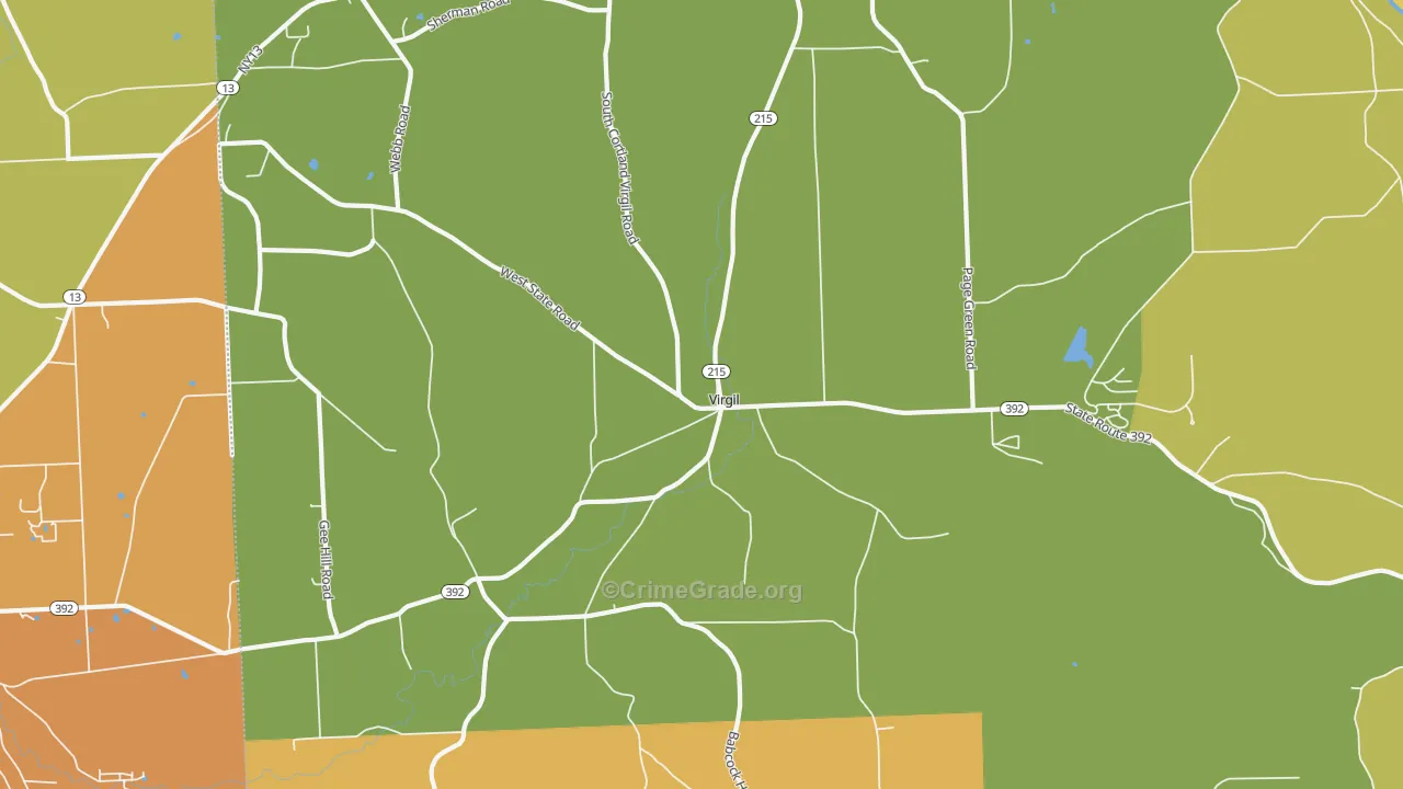 Virgil, NY Map of Burglary Rates