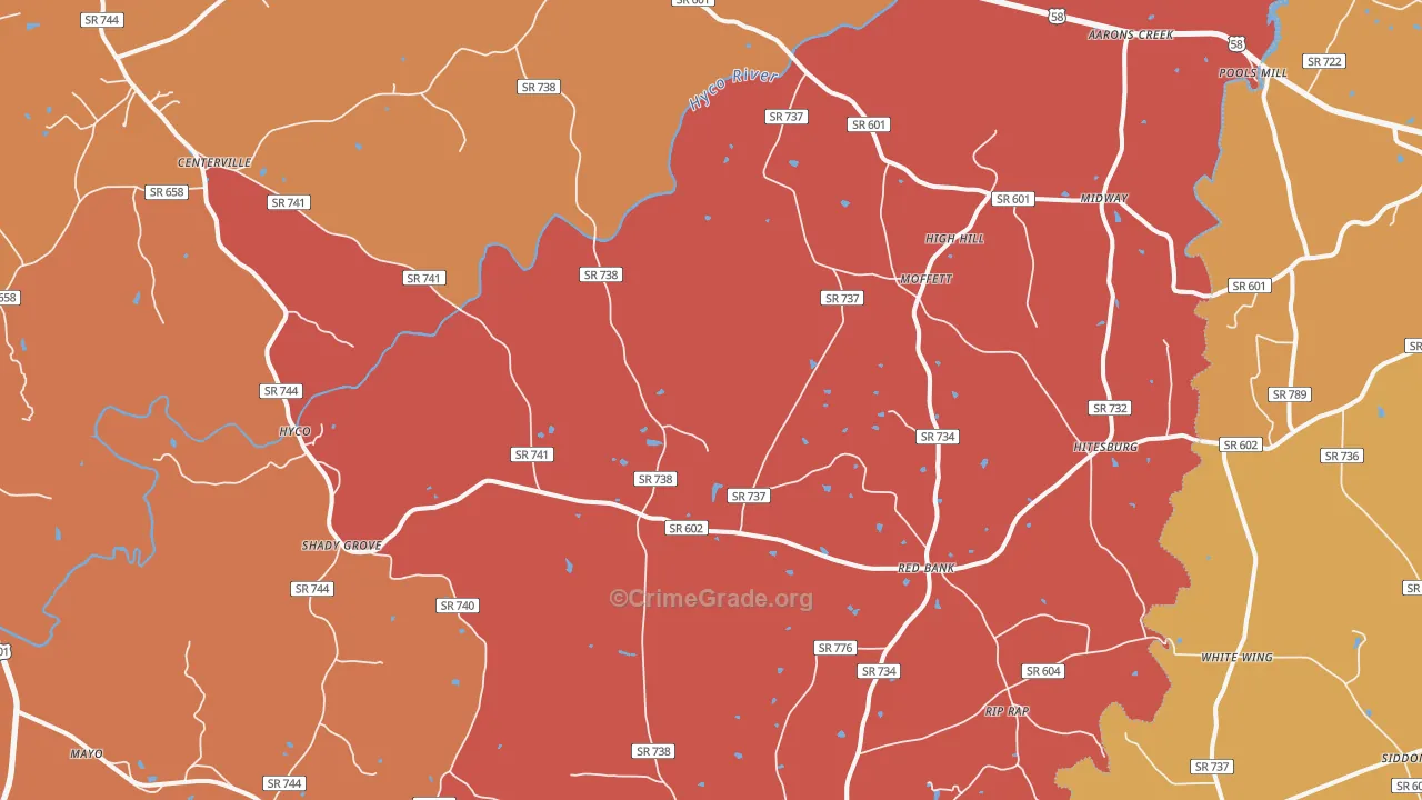 Virgilina, VA Map of Burglary Rates