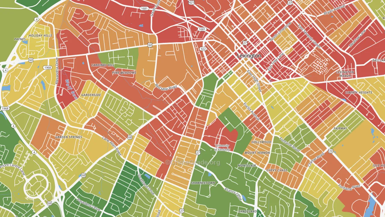 Virginia Ave, Lexington, KY Map of Burglary Rates