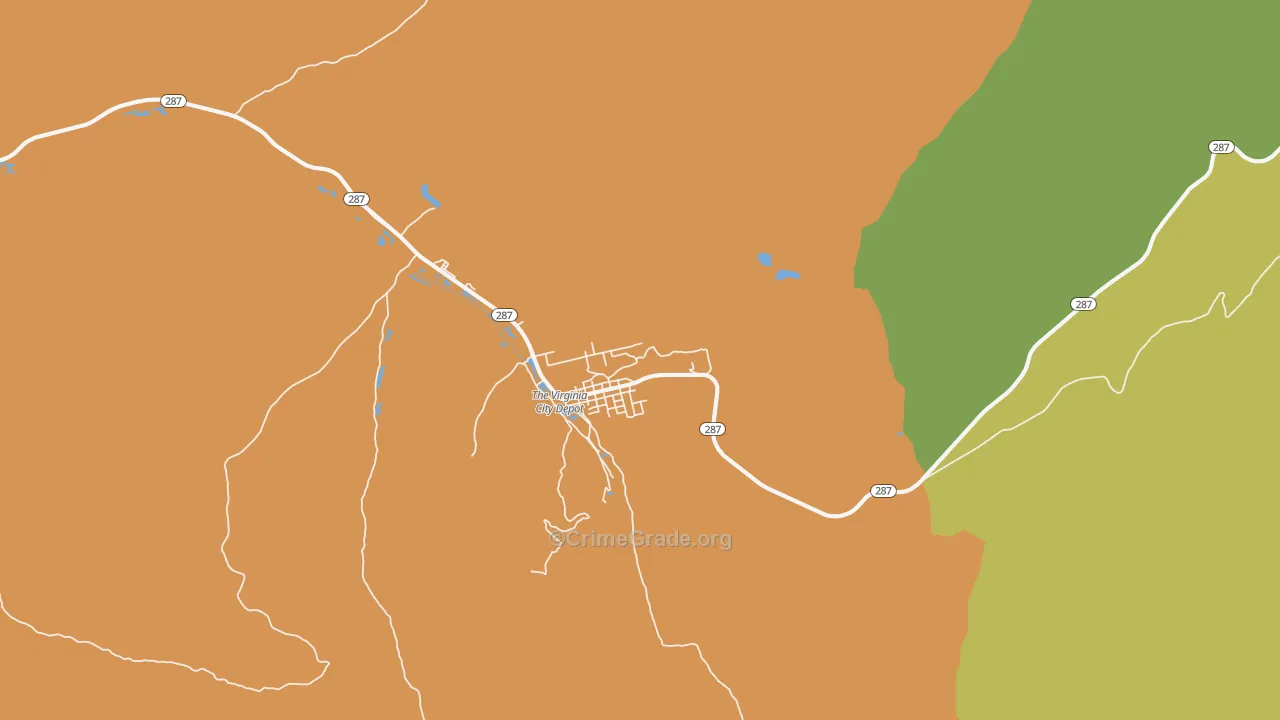 Virginia City, MT Map of Burglary Rates