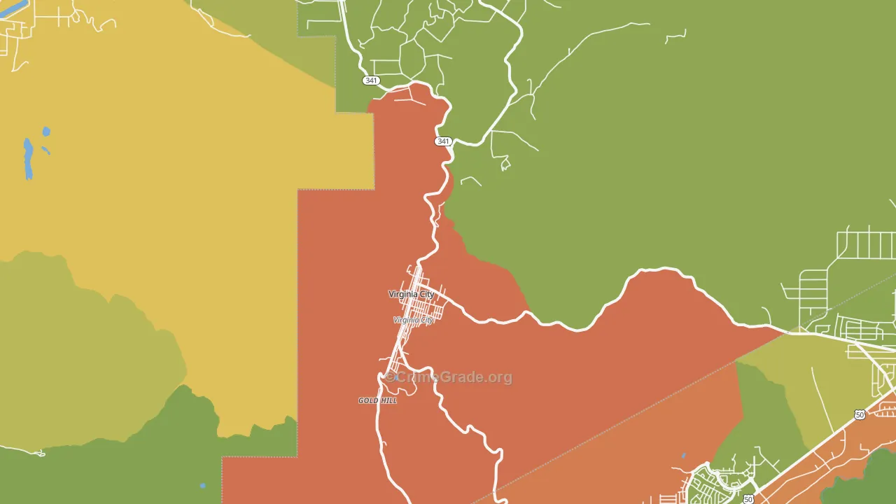 Virginia City, NV Map of Burglary Rates