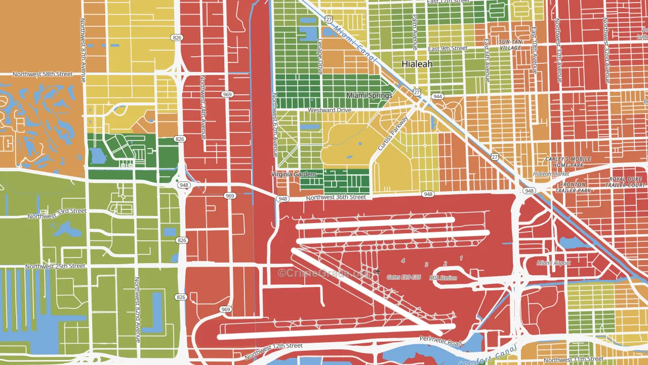 Virginia Gardens, FL Map of Burglary Rates