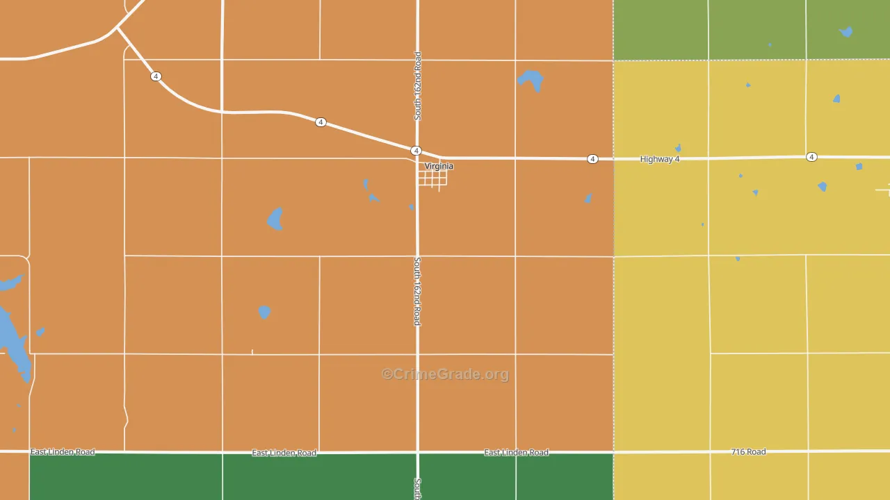Virginia, NE Map of Burglary Rates