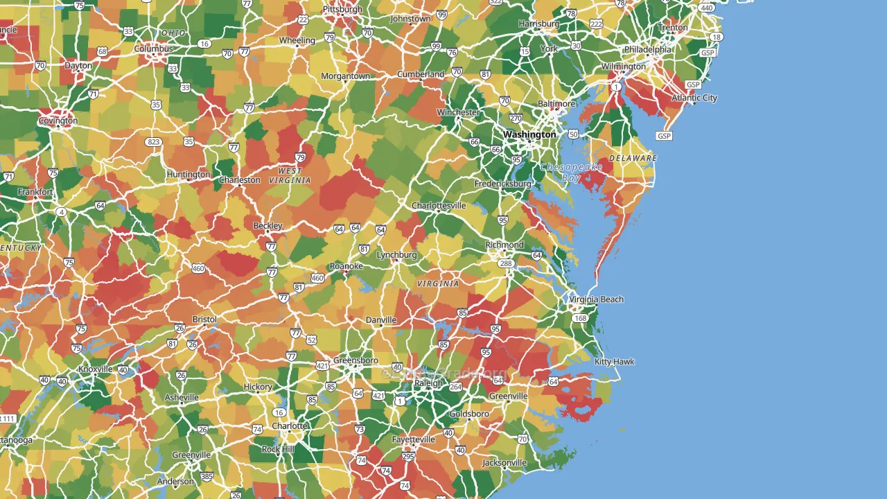 Virginia Map of Burglary Rates