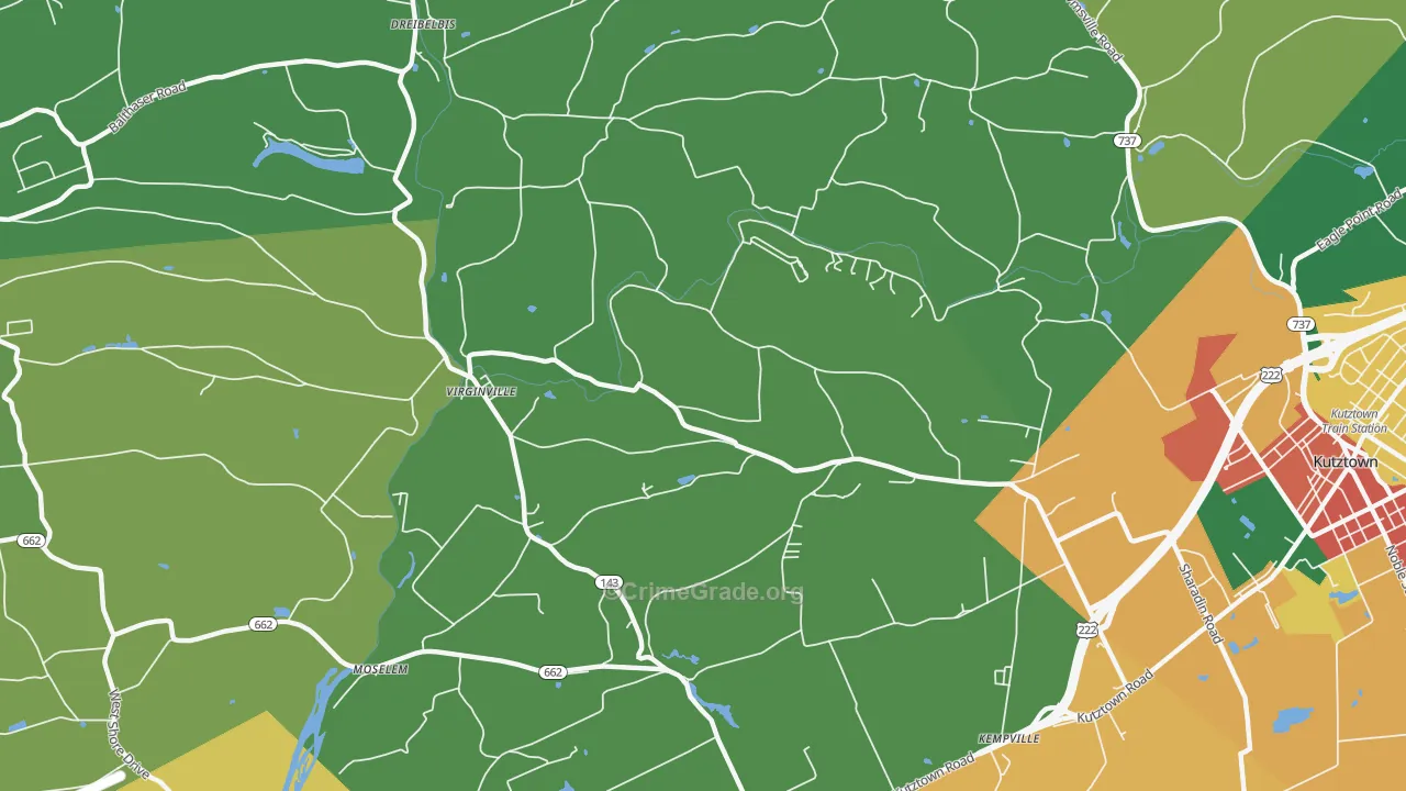 Virginville, PA Map of Burglary Rates