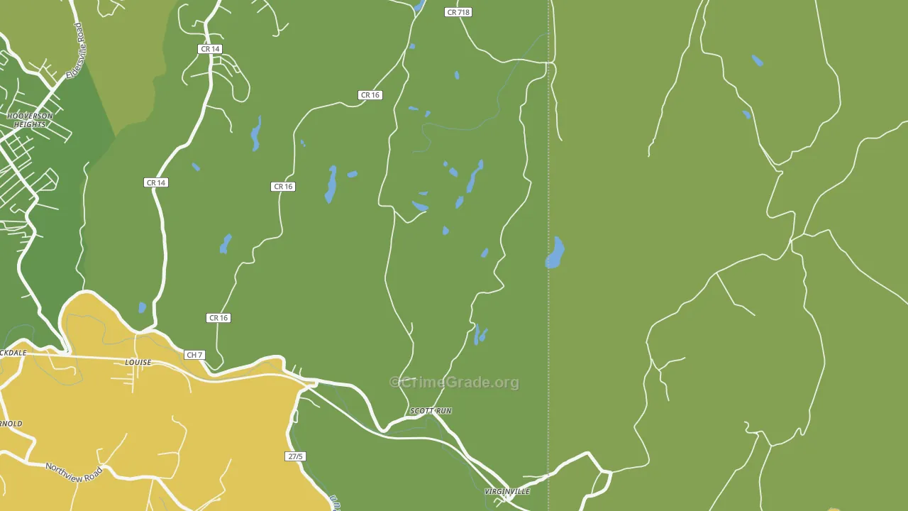 Virginville, WV Map of Burglary Rates
