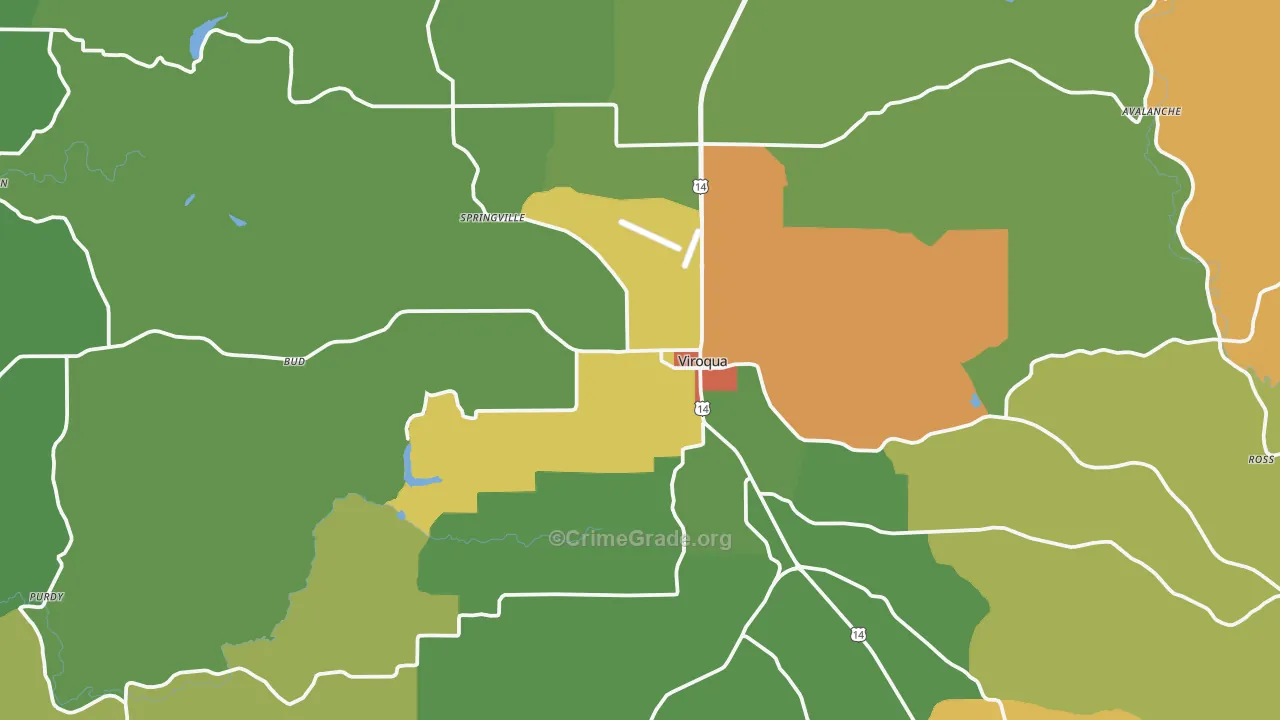 Viroqua, WI Map of Burglary Rates
