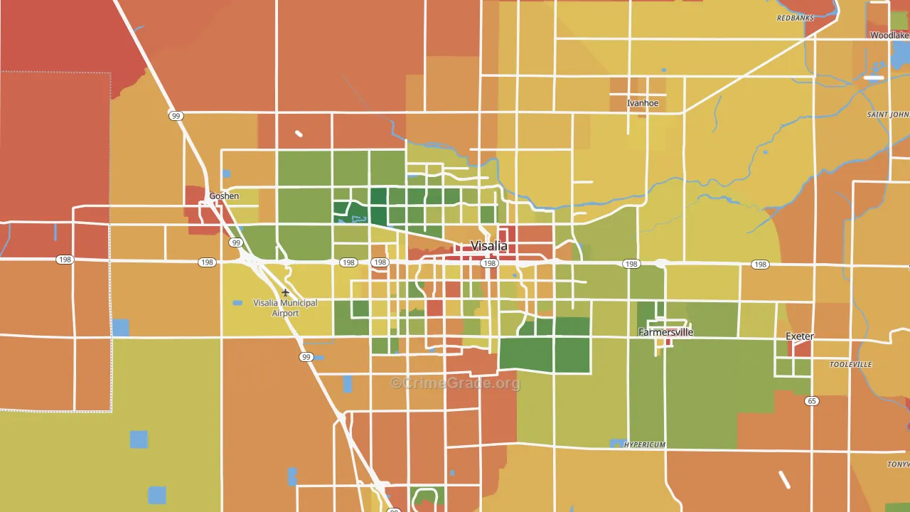 Visalia, CA Map of Burglary Rates