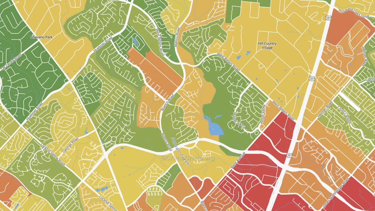 Vista del Norte, San Antonio, TX Map of Burglary Rates