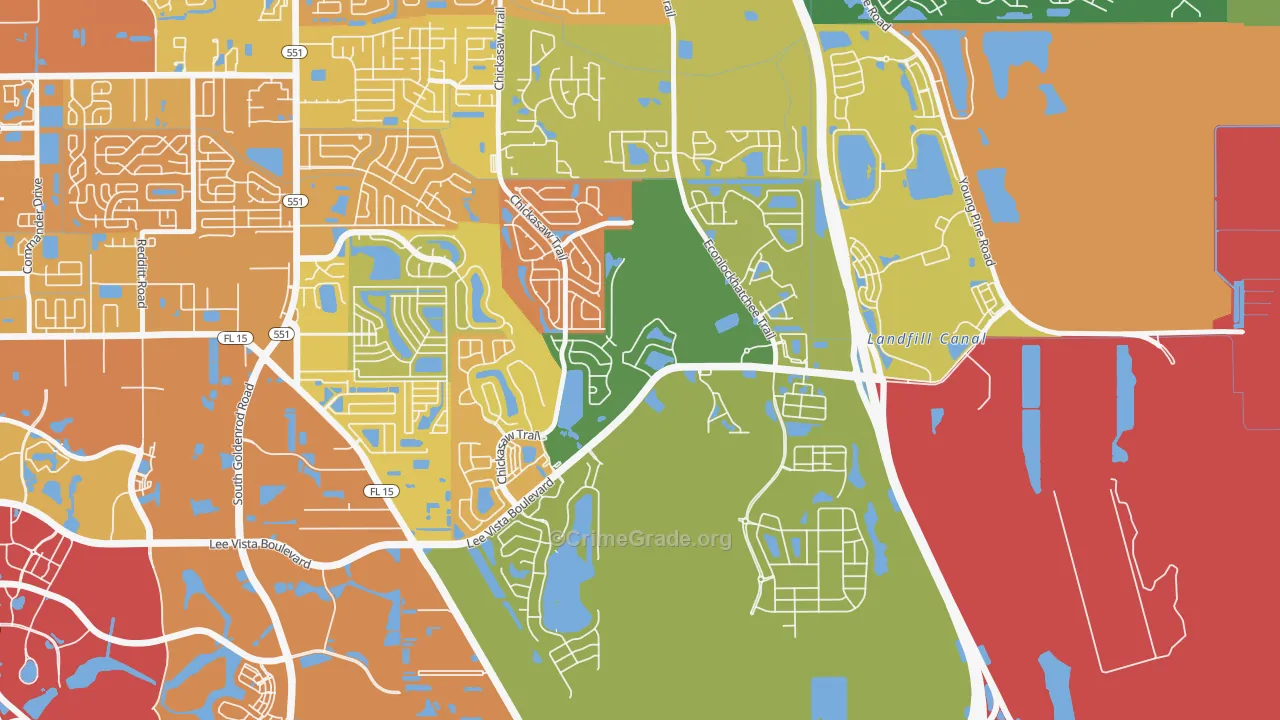 Vista East, Orlando, FL Map of Burglary Rates